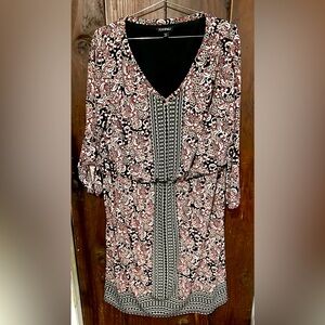 Roz & Ali Dress Womens 1X Floral Half Sleeve Stretch-EUC!